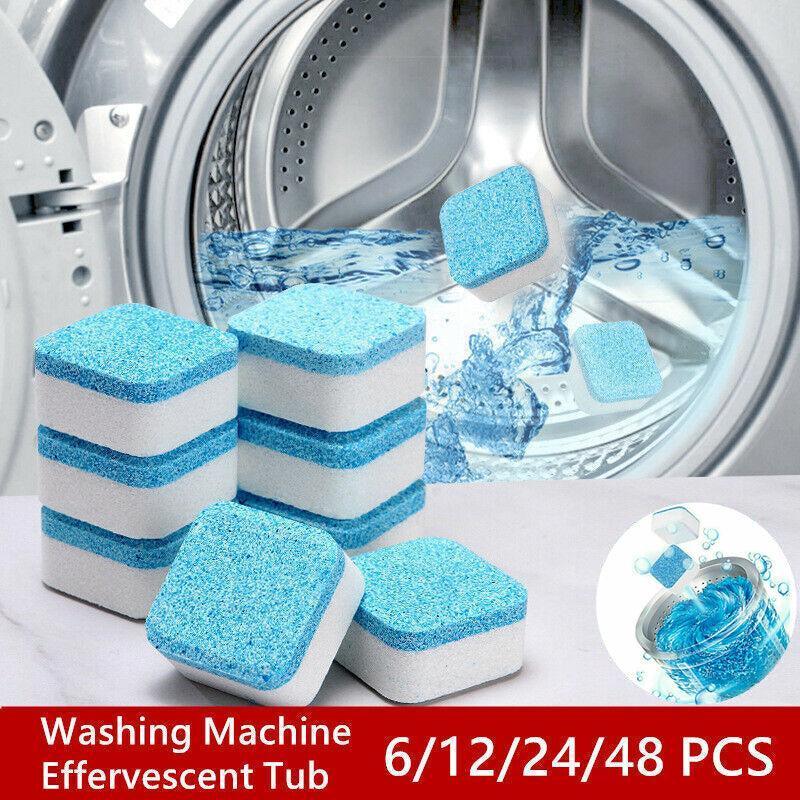 Laundry Cleaning Supplies: 6-48 Pcs Washing Machine Effervescent Tub Bomb Cleaner Remover Deodorant Clean - 6 PCS