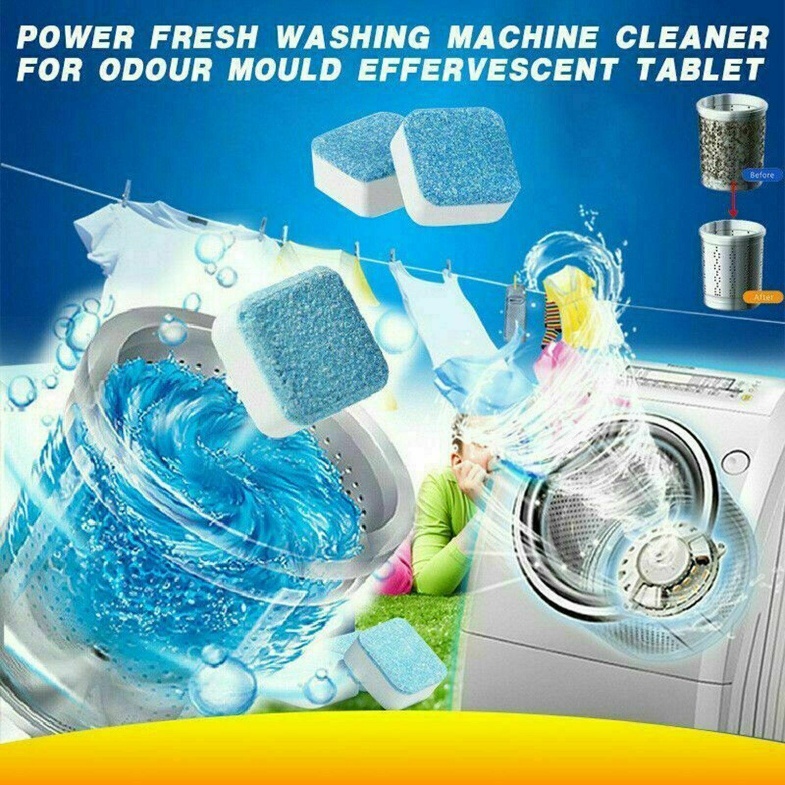 Laundry Cleaning Supplies: 6-48 Pcs Washing Machine Effervescent Tub Bomb Cleaner Remover Deodorant Clean - 6 PCS