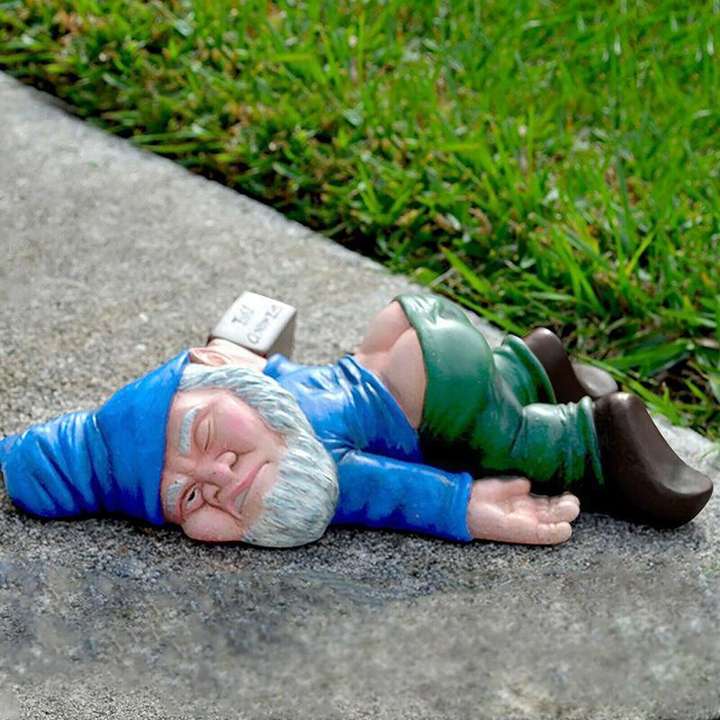 Garden Ornaments: Funny Drunk Dwarf Garden Gnome Decor Yard Patio Ornament Rude Passed Out Statue