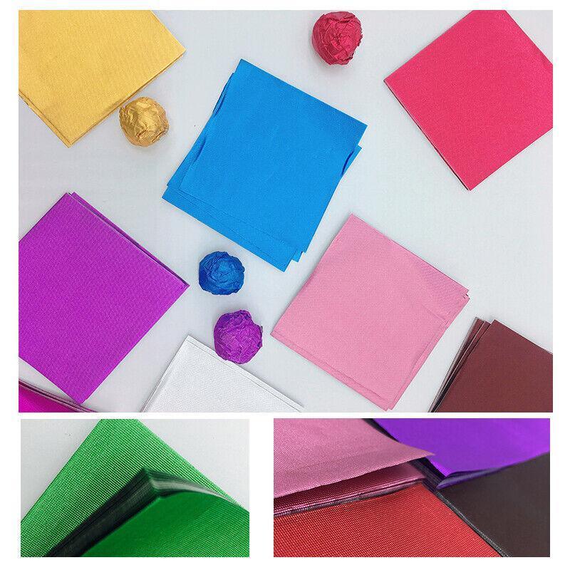 Postage Satchels & Boxes: 100PCS Tin Foil Aluminium Wrapping Square Chocolate Wrappers 15CM - Green/Gloss