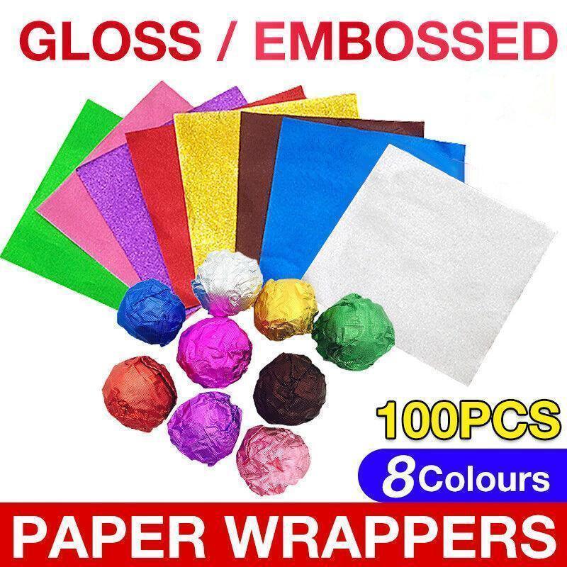 Postage Satchels & Boxes: 100PCS Tin Foil Aluminium Wrapping Square Chocolate Wrappers 15CM - Purple/Gloss