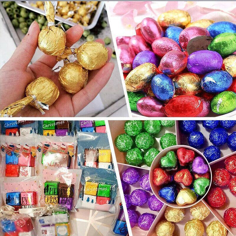 Postage Satchels & Boxes: 100PCS Tin Foil Aluminium Wrapping Square Chocolate Wrappers 15CM - Silver/Embossed