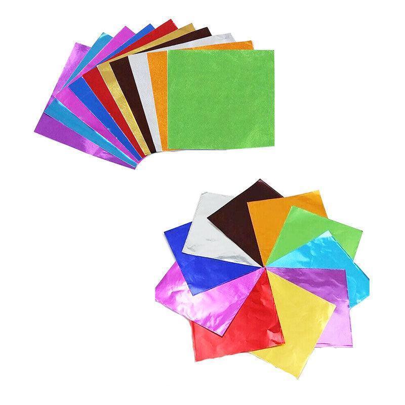 Postage Satchels & Boxes: 100PCS Tin Foil Aluminium Wrapping Square Chocolate Wrappers 15CM - Brown/Embossed