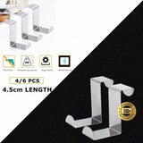 Bathroom Cabinets, Cupboards & Storage: 4X/6X Over Door Hooks Hanger Holder Stainless Steel Cabinet Organizer Clothes 4.5cm - 4 PCS