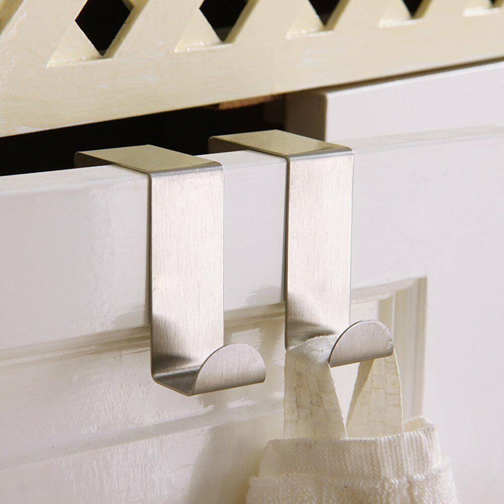 Bathroom Cabinets, Cupboards & Storage: 4X/6X Over Door Hooks Hanger Holder Stainless Steel Cabinet Organizer Clothes 4.5cm - 6 PCS
