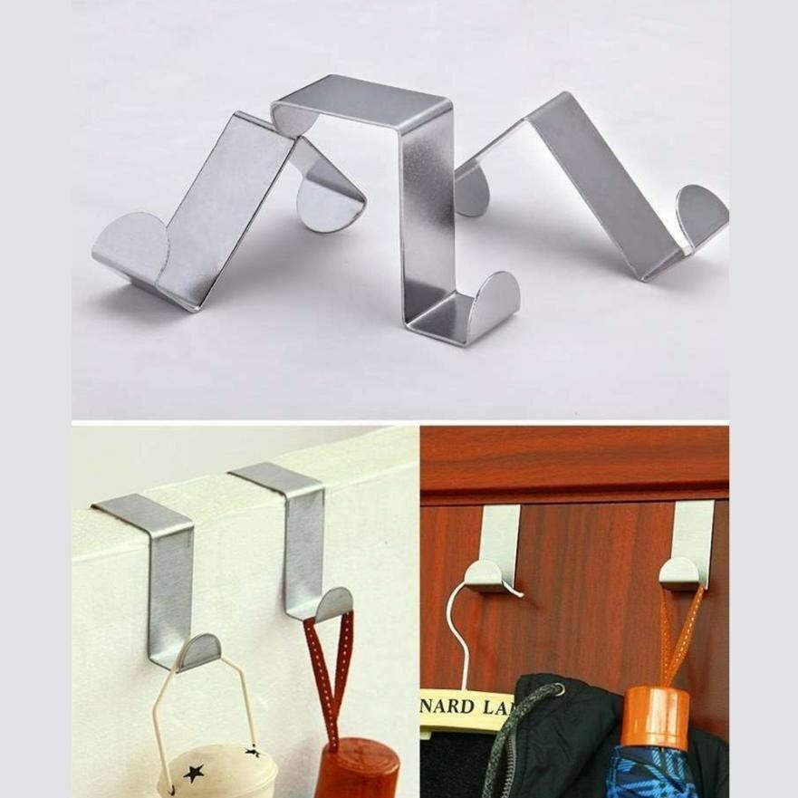Bathroom Cabinets, Cupboards & Storage: 4X/6X Over Door Hooks Hanger Holder Stainless Steel Cabinet Organizer Clothes 4.5cm - 6 PCS