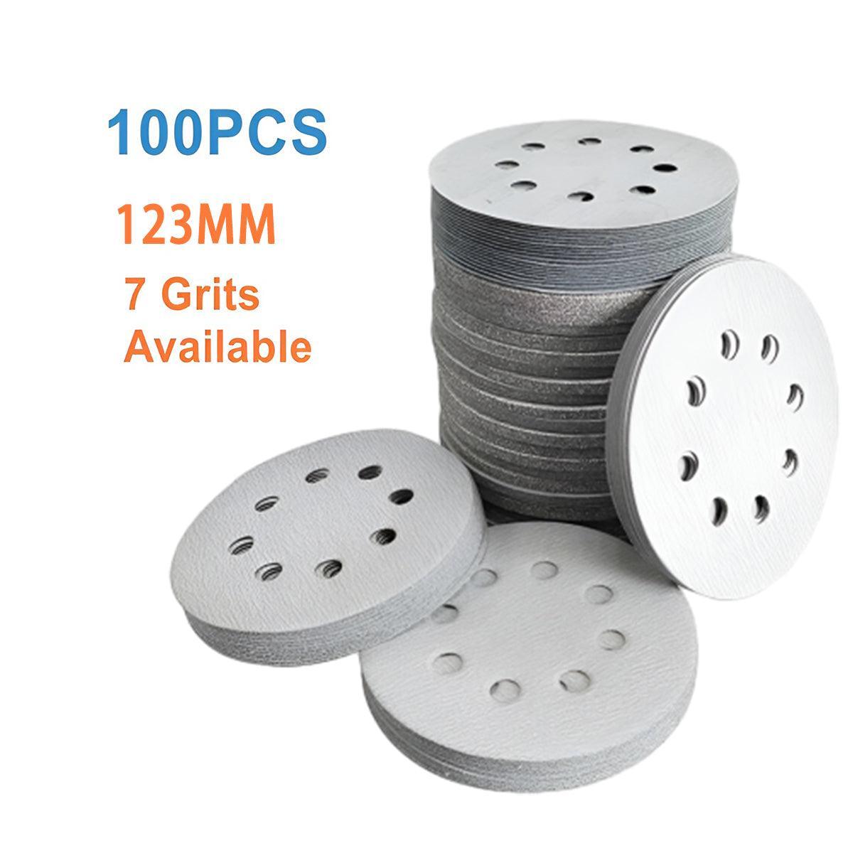 Sanding Accessories: 100x 123mm 6/8-Hole Sanding Discs Hook Loop Orbital Sander Pads 80 120 240 Grit - 60 Grits（6-Hole）