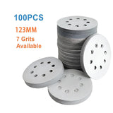 100x 123mm 6/8-Hole Sanding Discs Hook Loop Orbital Sander Pads 80 120 240 Grit - 60 Grits（6-Hole）