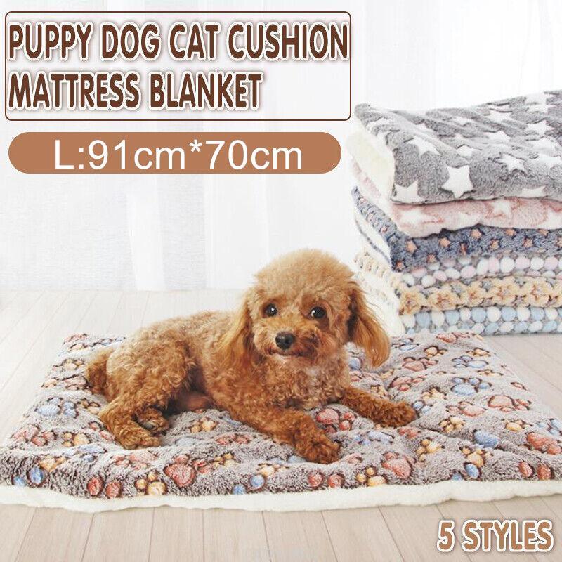 Dog Beds: L Size Puppy Dog Cat Cushion Mattress Blanket Bed Soft Warm Pad Winter Kennel House - Brown Footprint