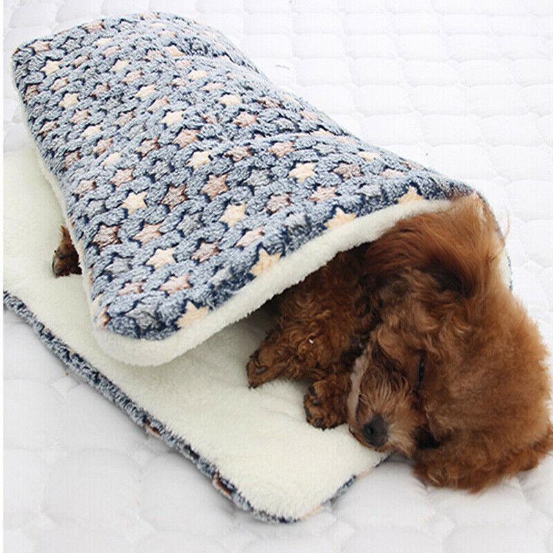 Dog Beds: L Size Puppy Dog Cat Cushion Mattress Blanket Bed Soft Warm Pad Winter Kennel House - Brown Footprint