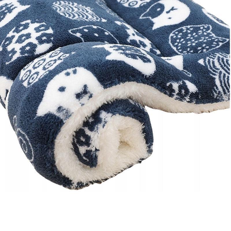 Dog Beds: L Size Puppy Dog Cat Cushion Mattress Blanket Bed Soft Warm Pad Winter Kennel House - Blue Brownstar