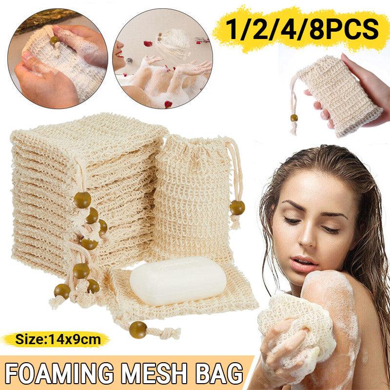 Bath Additives: Flax Soap Saver Bag with Foaming Mesh and Drawstring for Exfoliating - 1PC