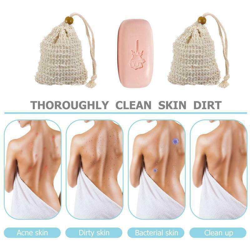 Bath Additives: Flax Soap Saver Bag with Foaming Mesh and Drawstring for Exfoliating - 1PC