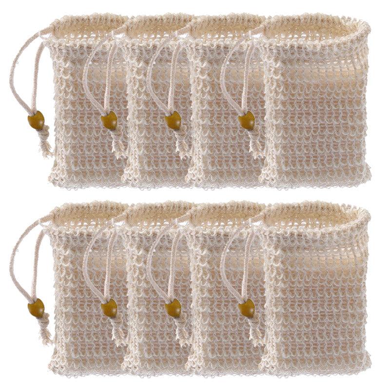 Bath Additives: Flax Soap Saver Bag with Foaming Mesh and Drawstring for Exfoliating - 4PCS