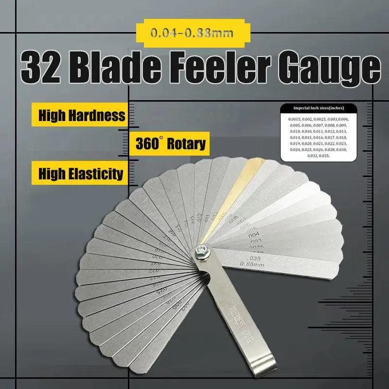 Measuring Tools & Sensors: 32 Blade Feeler Gauge Dual Marked Mm/Inch Thickness Gap Metric Filler Tool Honda