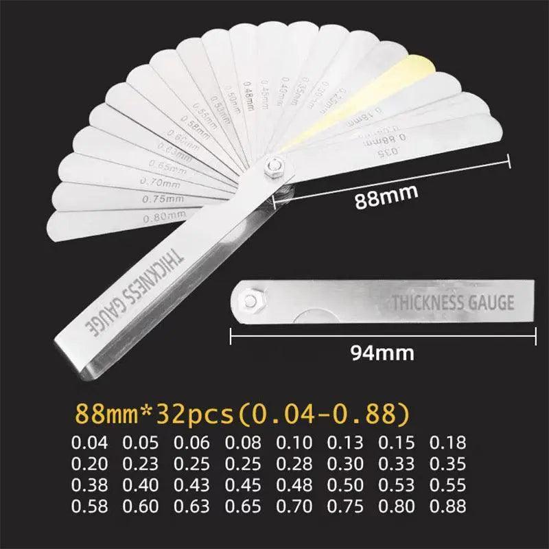 Measuring Tools & Sensors: 32 Blade Feeler Gauge Dual Marked Mm/Inch Thickness Gap Metric Filler Tool Honda