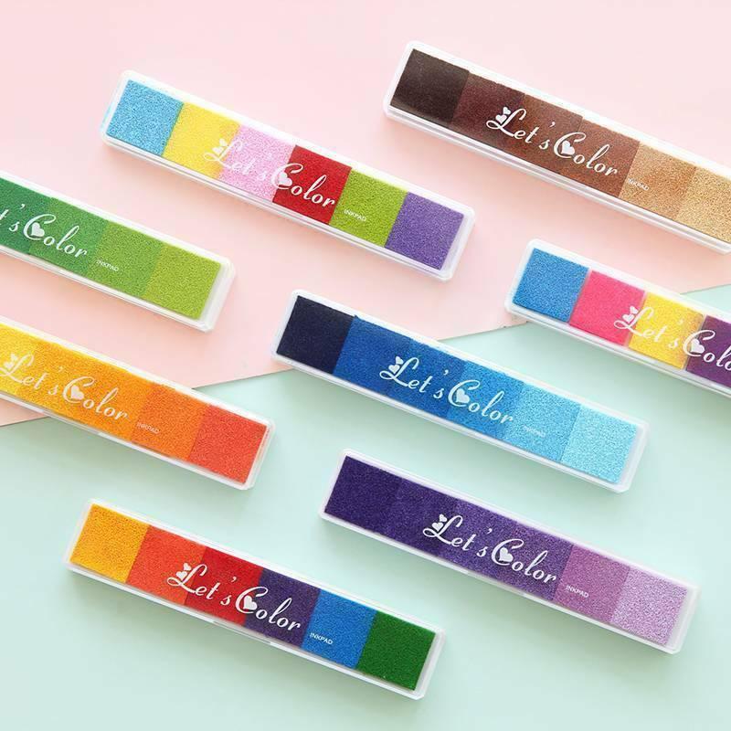 Arts & Crafts: Gradient Color Ink Pad Inkpad Rubber Stamp Water Based Diy Finger Print 10 Colours - S3 Brown