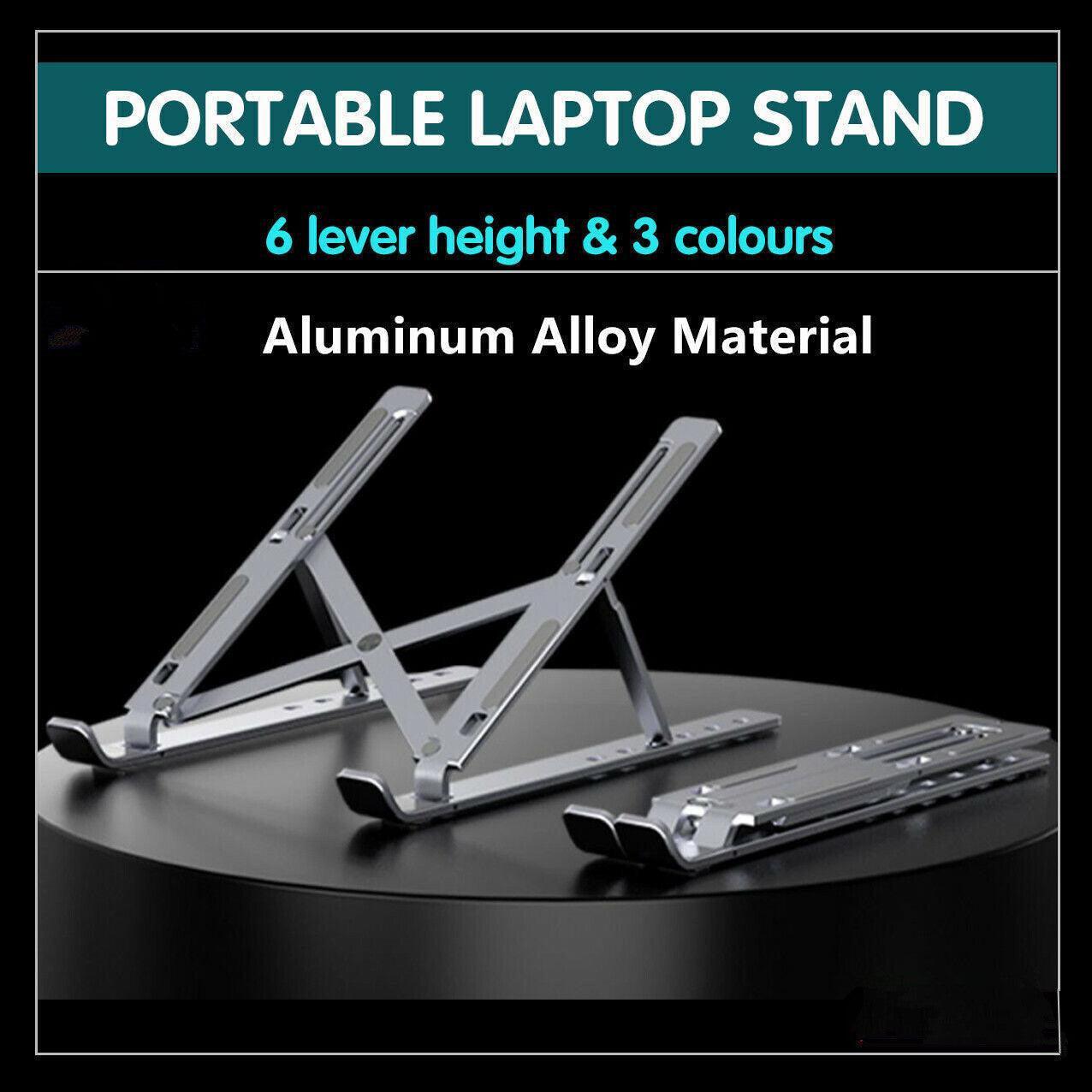 Laptop Stands: Adjustable Laptop Stand Portable Aluminum Alloy Desktop Holder for 11 to 17.3 Inch - Sliver
