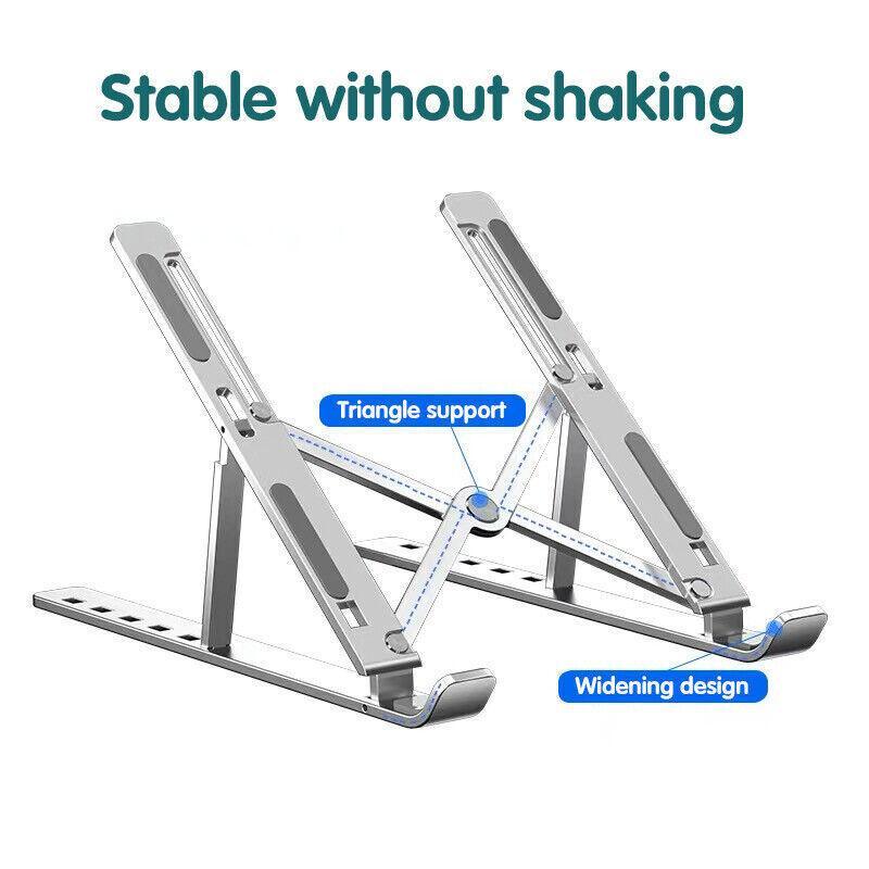 Laptop Stands: Adjustable Laptop Stand Portable Aluminum Alloy Desktop Holder for 11 to 17.3 Inch - Sliver