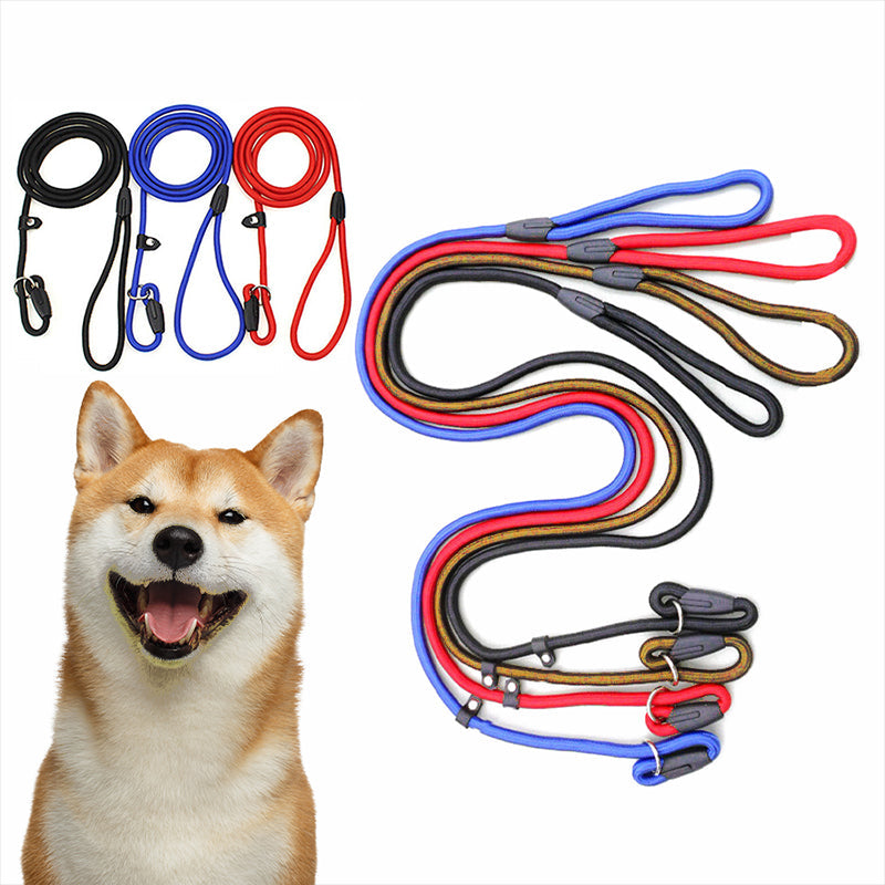 Dog Collars, Leads & Harnesses: Dog Training Correction Leash Lead Cesar Puppy Pets Millan Slip Nylon Rope 10*140mm - Black