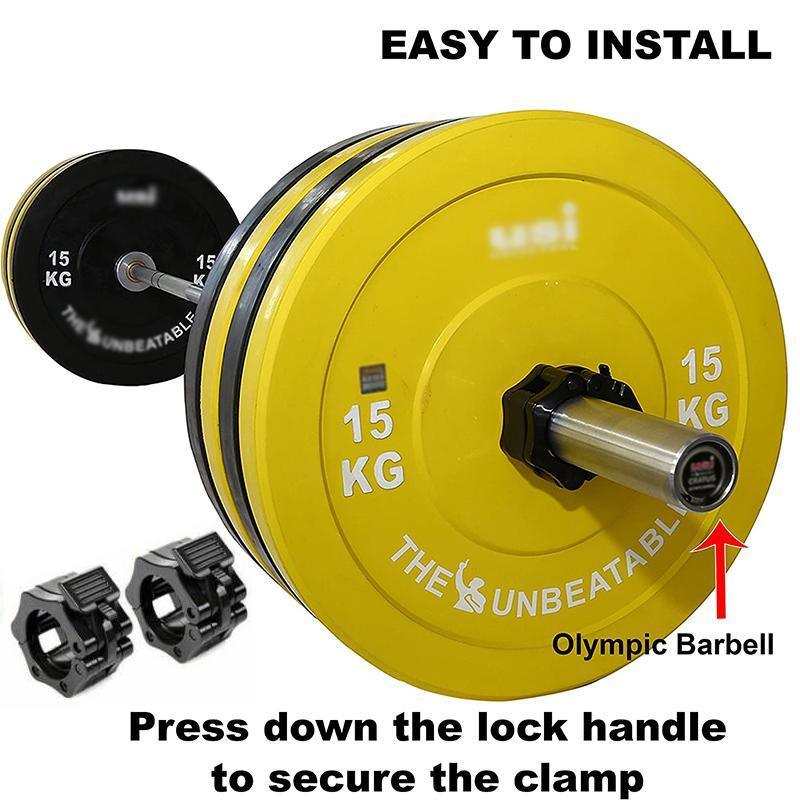 Gym & Training Step: 50mm Barbell Clamp Collar Clip Olympic Weightlifting Lift Spring Lock - Black