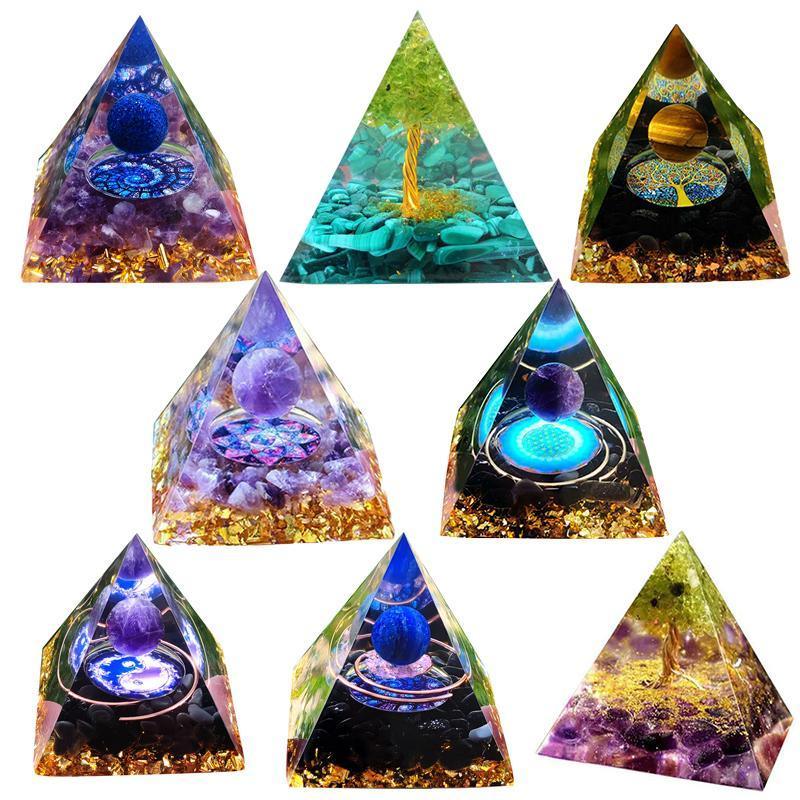 Vases & Table Decor: Amethyst Crystal Sphere Orgonite Pyramidamp Obsidians - Green Tree(50mmx50mm)