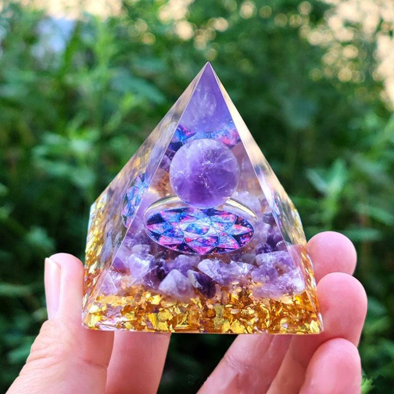 Vases & Table Decor: Amethyst Crystal Sphere Orgonite Pyramidamp Obsidians - Green Tree(50mmx50mm)