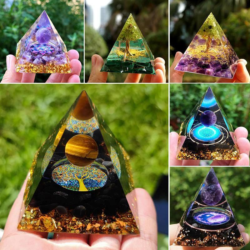 Vases & Table Decor: Amethyst Crystal Sphere Orgonite Pyramidamp Obsidians - Black Brown(60mmx60mm)