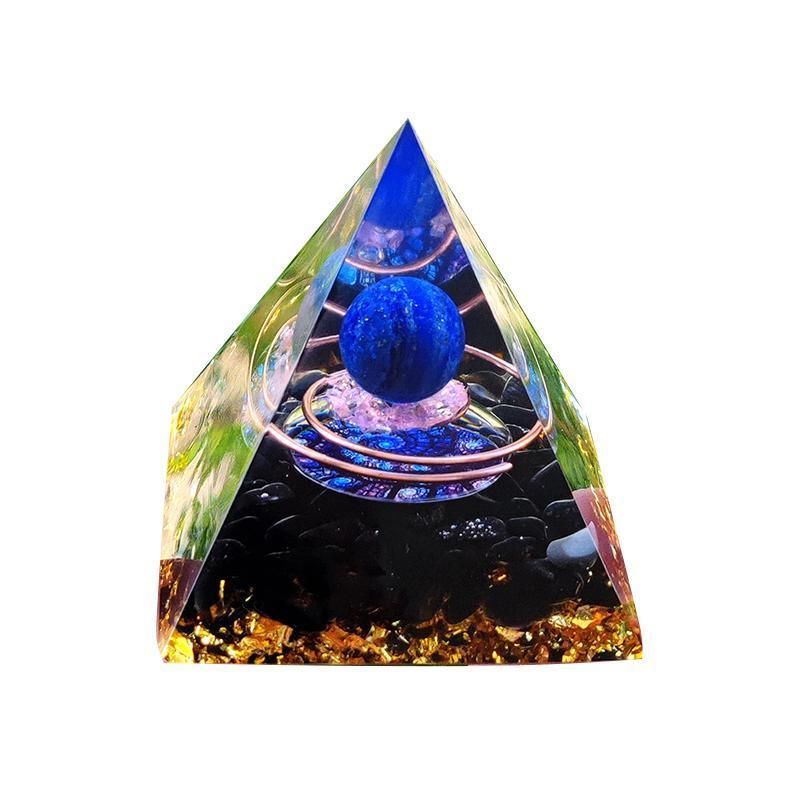 Vases & Table Decor: Amethyst Crystal Sphere Orgonite Pyramidamp Obsidians - Blue ring(60mmx60mm)