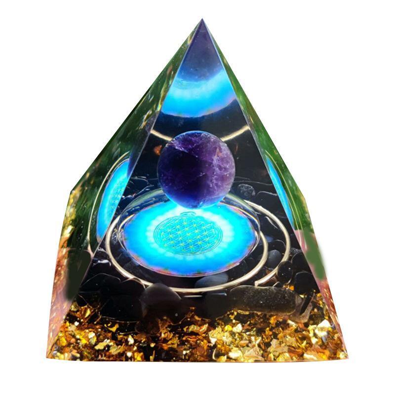 Vases & Table Decor: Amethyst Crystal Sphere Orgonite Pyramidamp Obsidians - Black Blue(60mmx60mm)