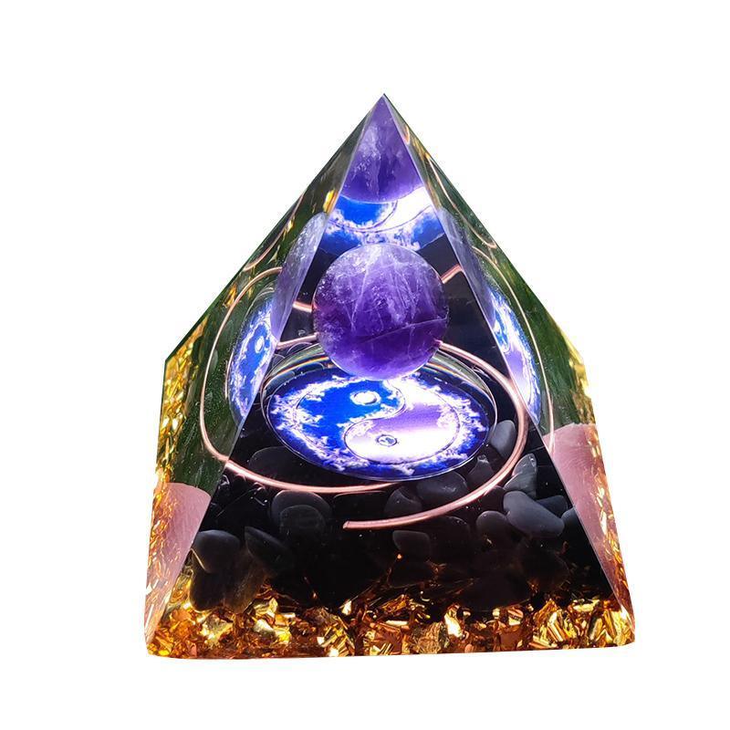 Vases & Table Decor: Amethyst Crystal Sphere Orgonite Pyramidamp Obsidians - Black Blue(60mmx60mm)