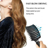Hair Styling Tools: Detangle Nylon Boar Bristle Brush Hairbrush Smooth Hair Head Scalp Massage Comb - Black *1 Unit