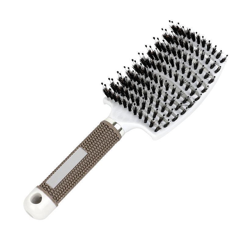 Hair Styling Tools: Detangle Nylon Boar Bristle Brush Hairbrush Smooth Hair Head Scalp Massage Comb - Black *1 Unit