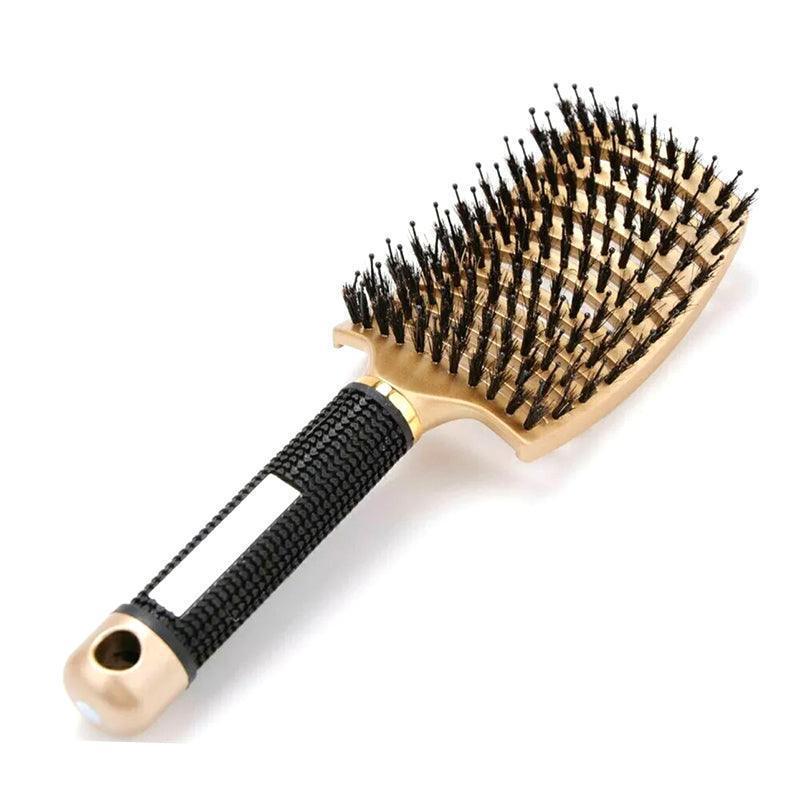 Hair Styling Tools: Detangle Nylon Boar Bristle Brush Hairbrush Smooth Hair Head Scalp Massage Comb - Black *1 Unit