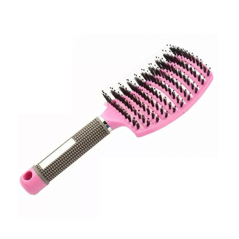 Hair Styling Tools: Detangle Nylon Boar Bristle Brush Hairbrush Smooth Hair Head Scalp Massage Comb - Black *1 Unit