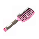 Hair Styling Tools: Detangle Nylon Boar Bristle Brush Hairbrush Smooth Hair Head Scalp Massage Comb - Black *1 Unit