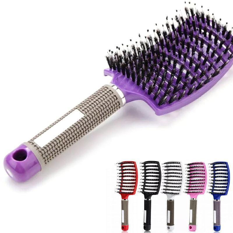 Hair Styling Tools: Detangle Nylon Boar Bristle Brush Hairbrush Smooth Hair Head Scalp Massage Comb - White *1 Unit