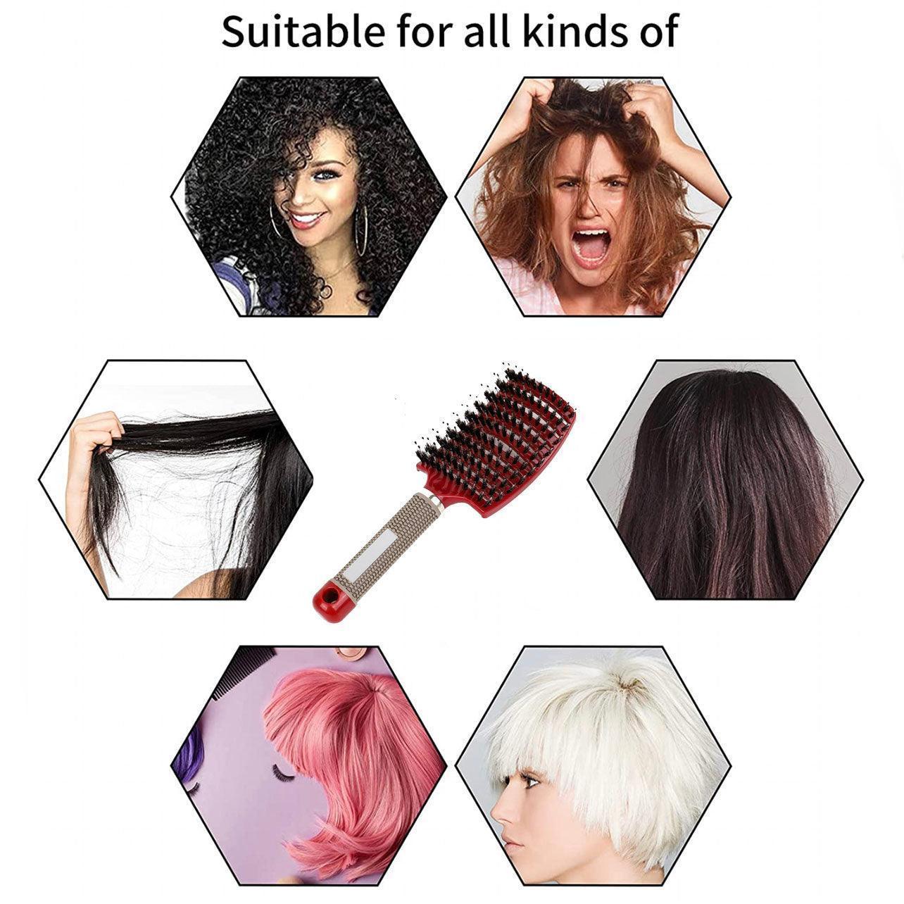 Hair Styling Tools: Detangle Nylon Boar Bristle Brush Hairbrush Smooth Hair Head Scalp Massage Comb - White *1 Unit