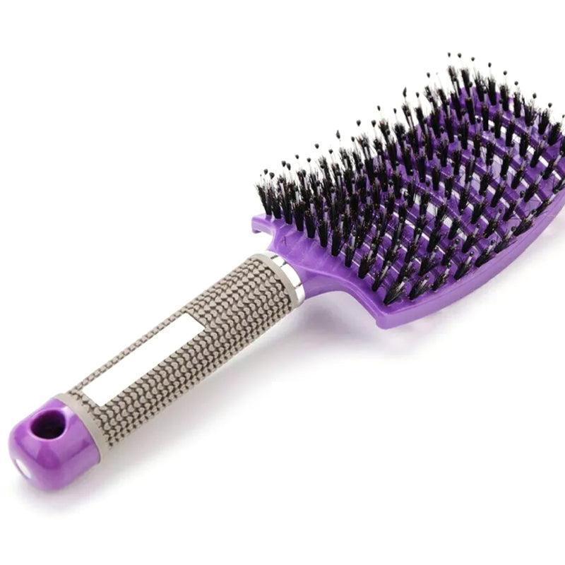Hair Styling Tools: Detangle Nylon Boar Bristle Brush Hairbrush Smooth Hair Head Scalp Massage Comb - White *1 Unit