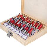 15X 1/2 1/4 inch Router Bits Set Woodworking Tool Cutter Shank Tungsten Carbide - Blue 1/4