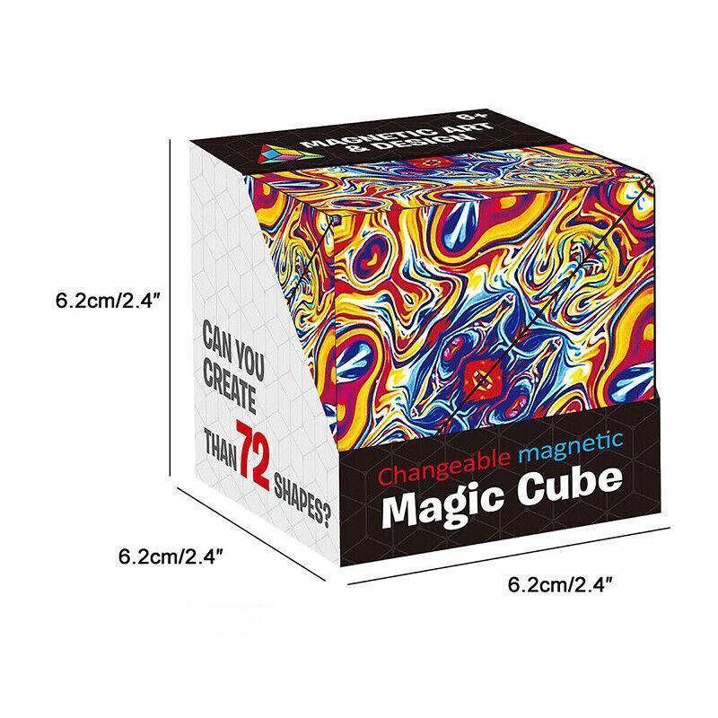 Board Games: Variety Changeable Magnetic Magic Cube 3D Hand Flip Puzzle Anti Stress Toys Gift - Flame Pattern