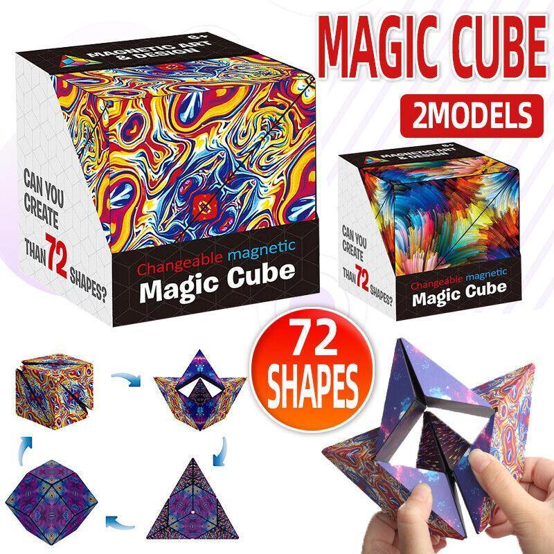Board Games: Variety Changeable Magnetic Magic Cube 3D Hand Flip Puzzle Anti Stress Toys Gift - Colourful Pattern