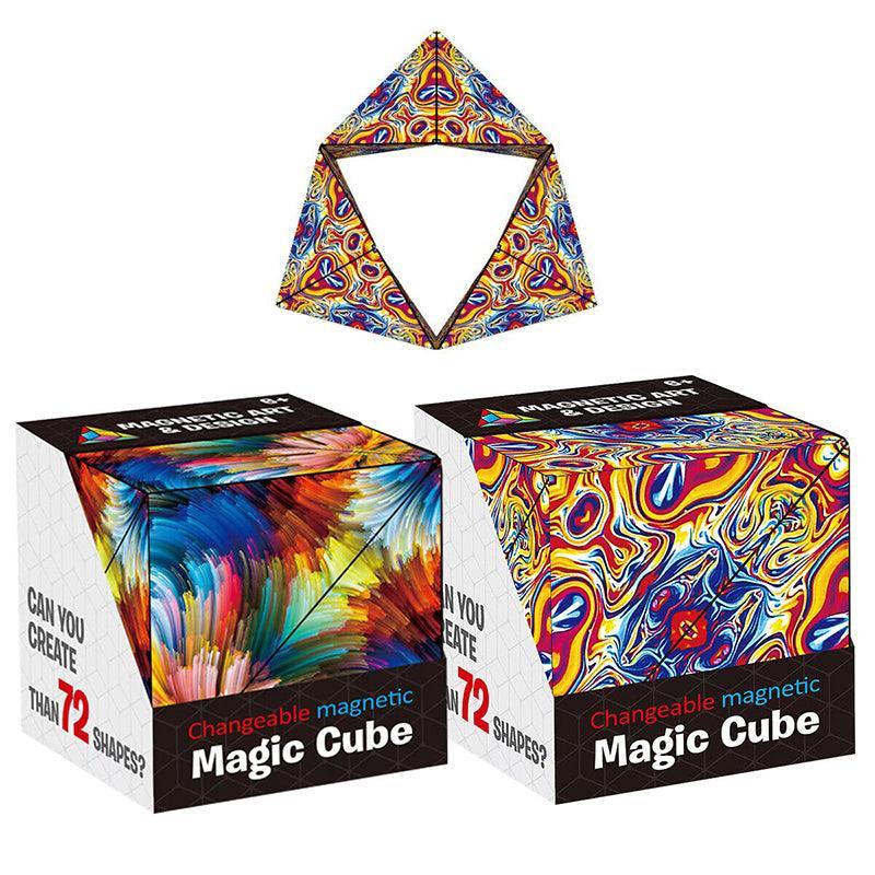 Board Games: Variety Changeable Magnetic Magic Cube 3D Hand Flip Puzzle Anti Stress Toys Gift - Colourful Pattern