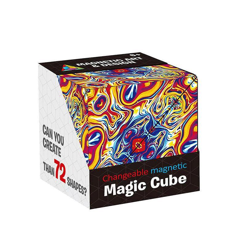 Board Games: Variety Changeable Magnetic Magic Cube 3D Hand Flip Puzzle Anti Stress Toys Gift - Colourful Pattern
