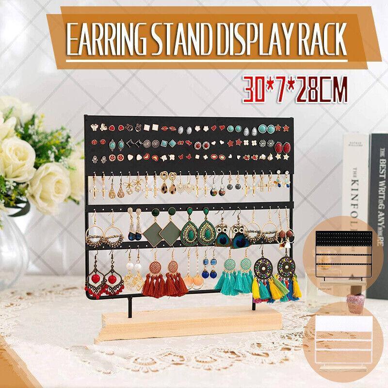 Jewellery Making Kits: Earring Stand Display Rack 3-Tier Ear Stud Holder Jewelry Organizer 144 Holes - White
