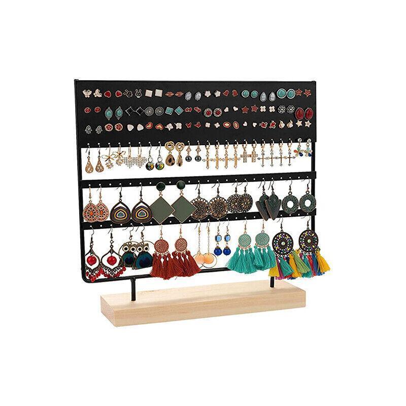 Jewellery Making Kits: Earring Stand Display Rack 3-Tier Ear Stud Holder Jewelry Organizer 144 Holes - White