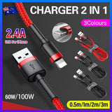 Powerboards & Adapters: Grey Black Genuine BASEUS 2.4A USB to Lighting Charging Cable Cord for iPhone 13 12 Pro XS - 2 m
