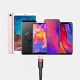 Phone Chargers: Red+Black Baseus USB to Type C Charger Cable 3A Fast Charging for Huawei - 2M 1PC