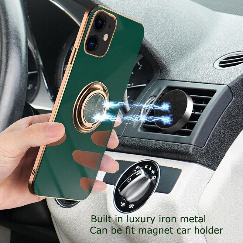 Phone Cases & Screen Protectors: Light Purple Luxury Shockproof Silicone Ring Case Stand Cover for iPhone 14 13 12 Pro Max - iPhone XR