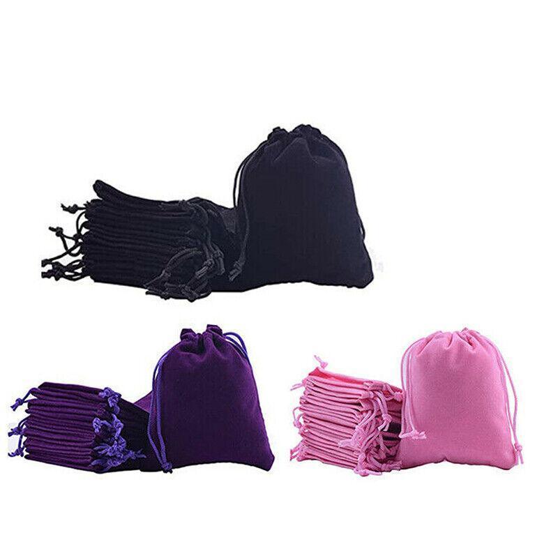 Gift Bags: 50X Small Velvet Cloth Drawstring Bags Gift Bag Jewelry Ring Pouch Earring Favor 7x9 - Purple